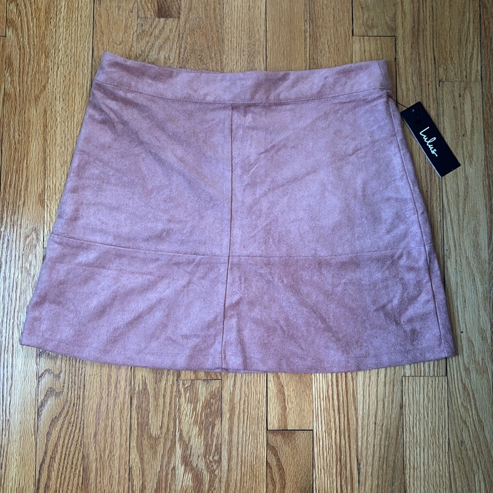 Pink velvet mini skirt